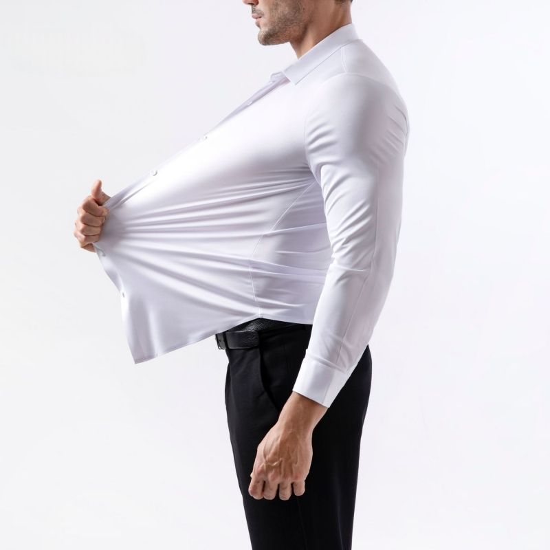Seamless High Stretch Men's 4-Way Stretch Dress Shirt Wrinkle Resistant No Iron EU Size Men's Casual Formal Shirt Hot Selling Business Top
