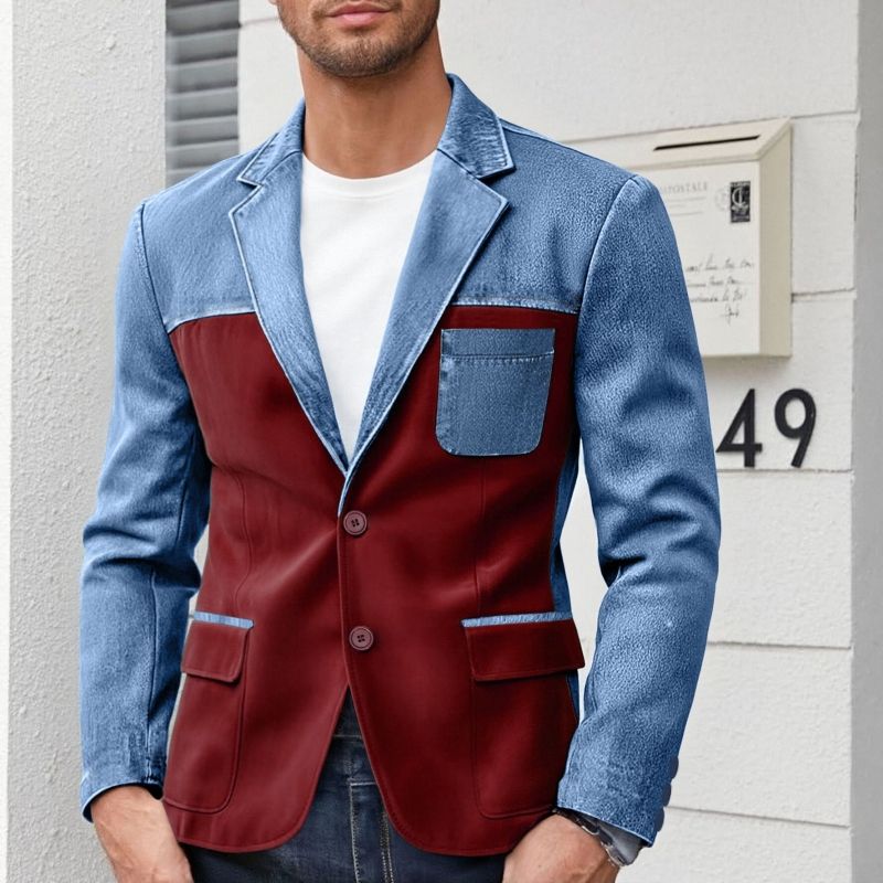 2026 New Arrival High-End Men's Casual Blazer Fashion Plus Size Spliced Design Business Smart Casual Versatile Suit Jacket