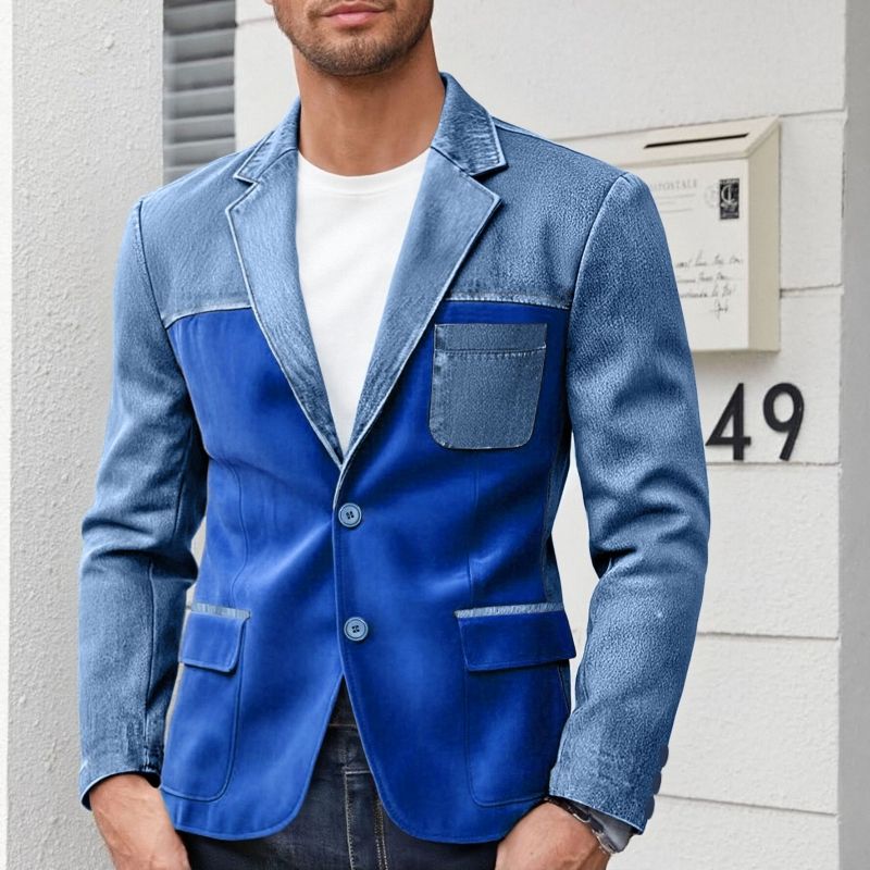 2026 New Arrival High-End Men's Casual Blazer Fashion Plus Size Spliced Design Business Smart Casual Versatile Suit Jacket