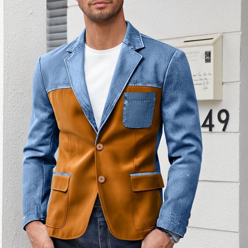 2026 New Arrival High-End Men's Casual Blazer Fashion Plus Size Spliced Design Business Smart Casual Versatile Suit Jacket