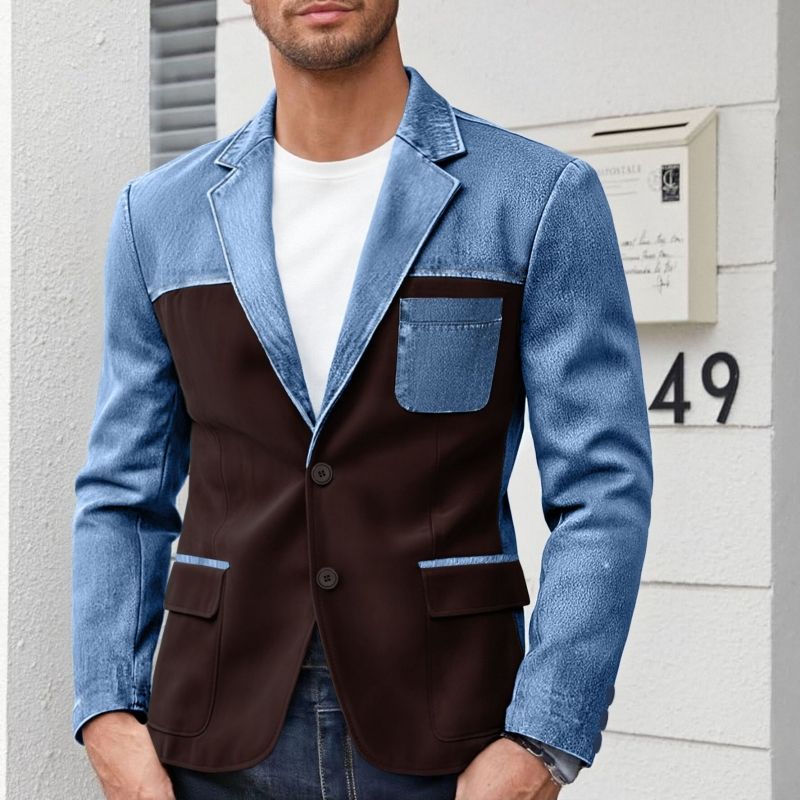 2026 New Arrival High-End Men's Casual Blazer Fashion Plus Size Spliced Design Business Smart Casual Versatile Suit Jacket