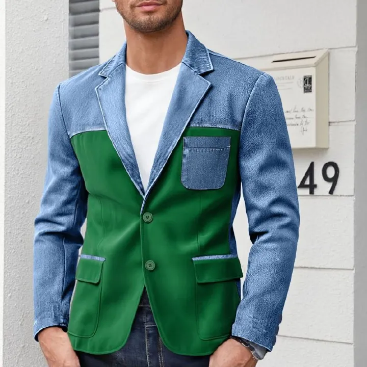 2026 New Arrival High-End Men's Casual Blazer Fashion Plus Size Spliced Design Business Smart Casual Versatile Suit Jacket