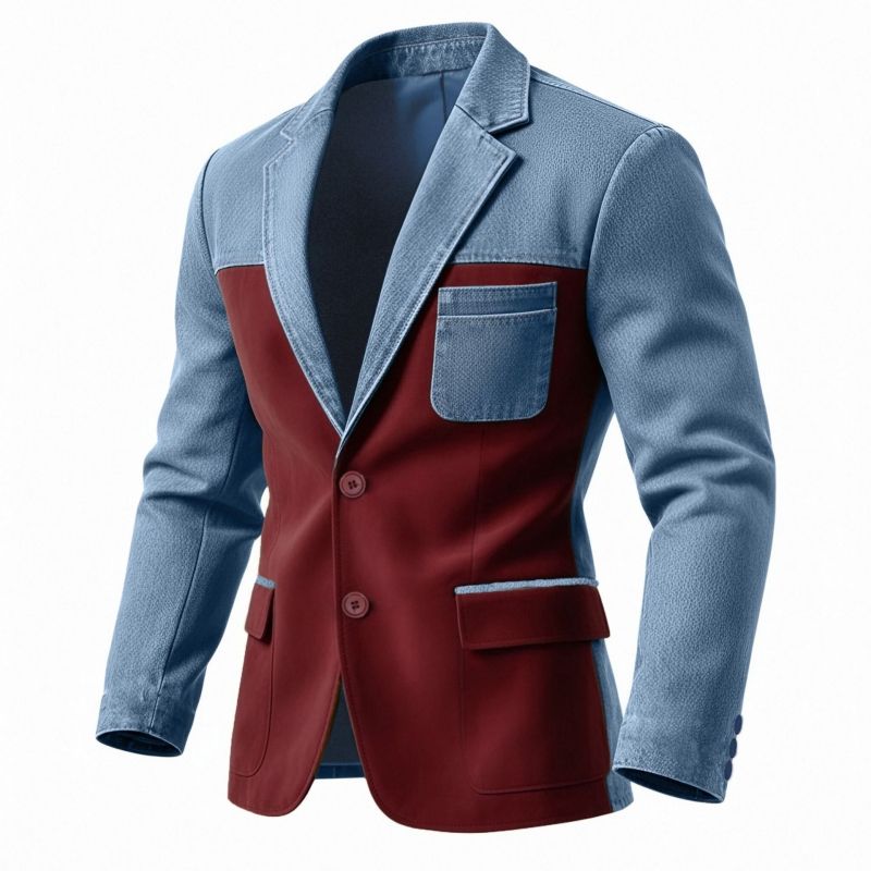 2026 New Arrival High-End Men's Casual Blazer Fashion Plus Size Spliced Design Business Smart Casual Versatile Suit Jacket