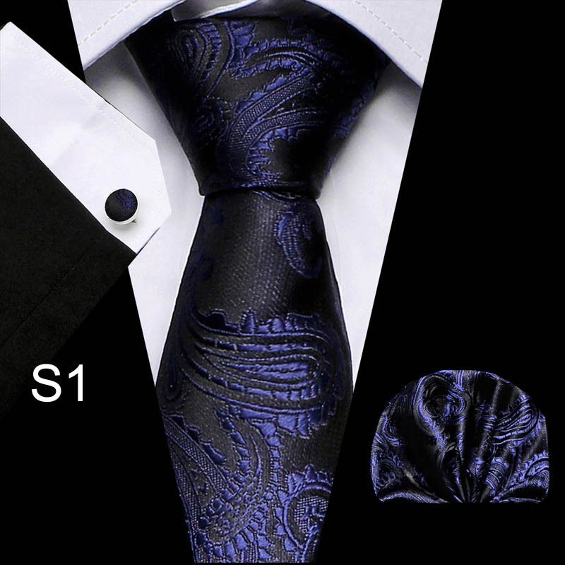 Fashion High-End Men's Tie Set Formal Business Professional Striped 3-Piece Set Necktie + Pocket Square + Cufflinks Dress Accessory Set For Office Career