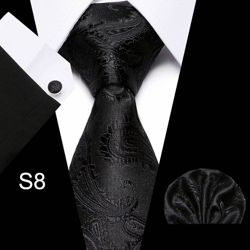 Fashion High-End Men's Tie Set Formal Business Professional Striped 3-Piece Set Necktie + Pocket Square + Cufflinks Dress Accessory Set For Office Career