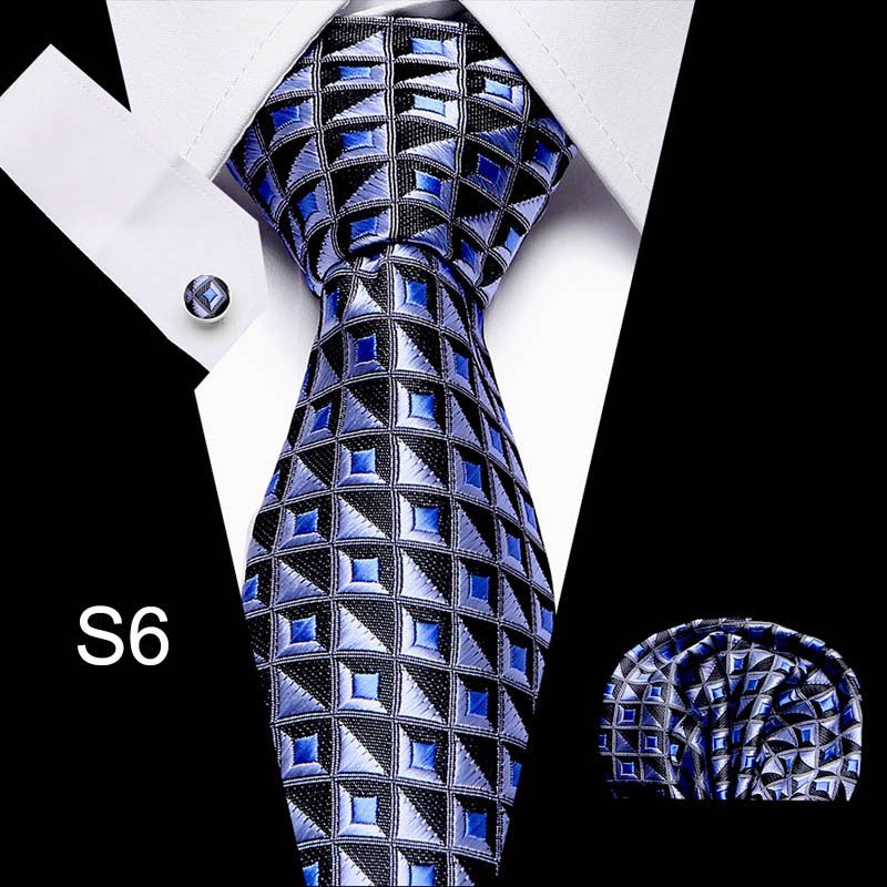 Fashion High-End Men's Tie Set Formal Business Professional Striped 3-Piece Set Necktie + Pocket Square + Cufflinks Dress Accessory Set For Office Career