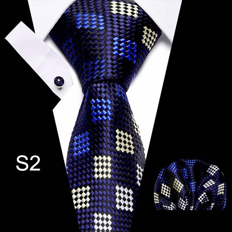 Fashion High-End Men's Tie Set Formal Business Professional Striped 3-Piece Set Necktie + Pocket Square + Cufflinks Dress Accessory Set For Office Career