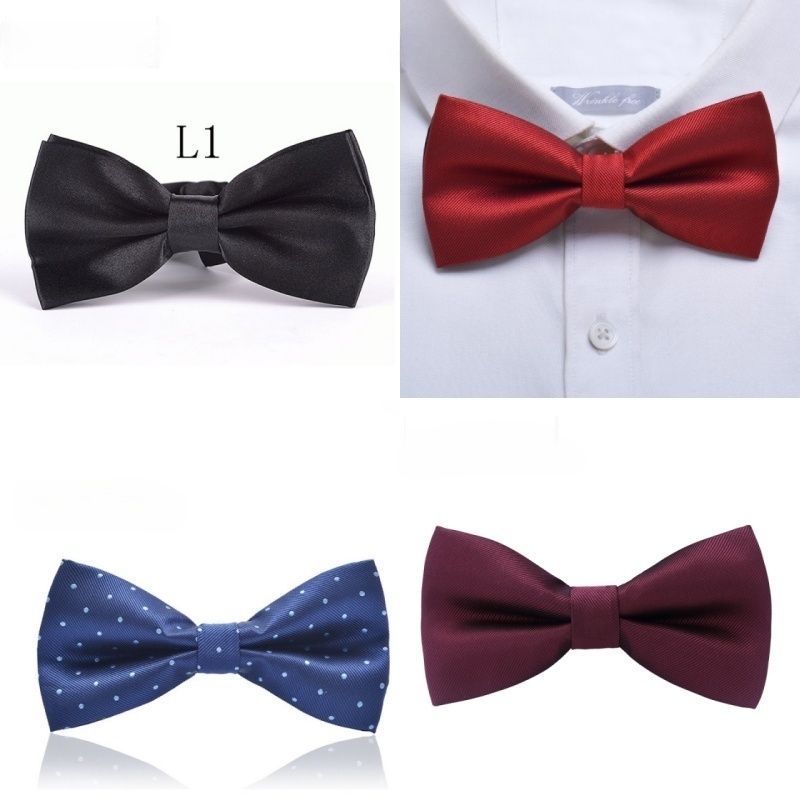 4-Piece Men's Bow Tie Set Burgundy Black Formal Business Dress Shirt Bowtie For Wedding Groom Groomsman Party Banquet