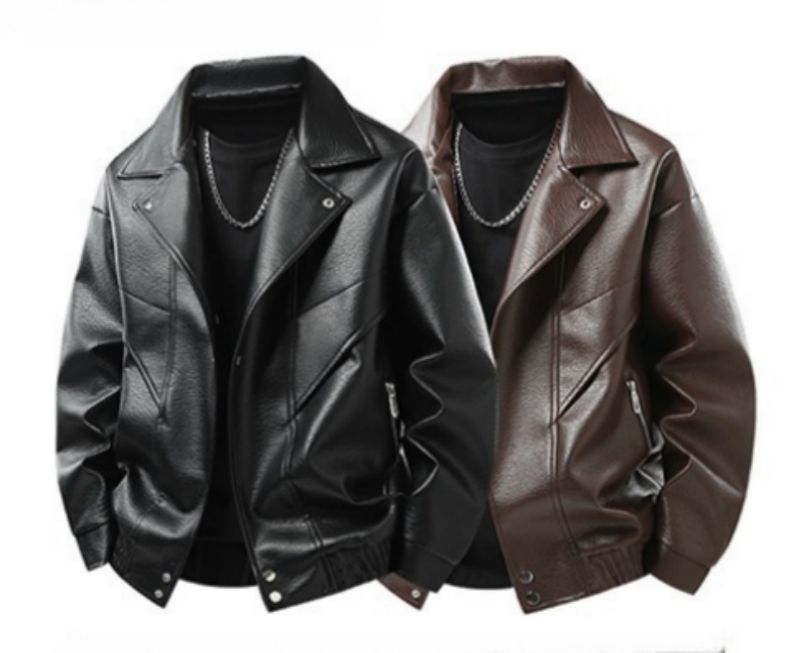 Men's High-End Stylish Design PU Leather Jacket Trendy Handsome Motorcycle Jacket Lapel Collar Fashion Outerwear Coat For Men