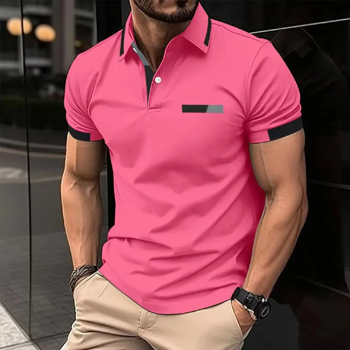 New Arrival Summer Fashion Men's Polo Shirt Button Design Printed Pattern Casual Sports Breathable Short Sleeve Tops Men's T-Shirt