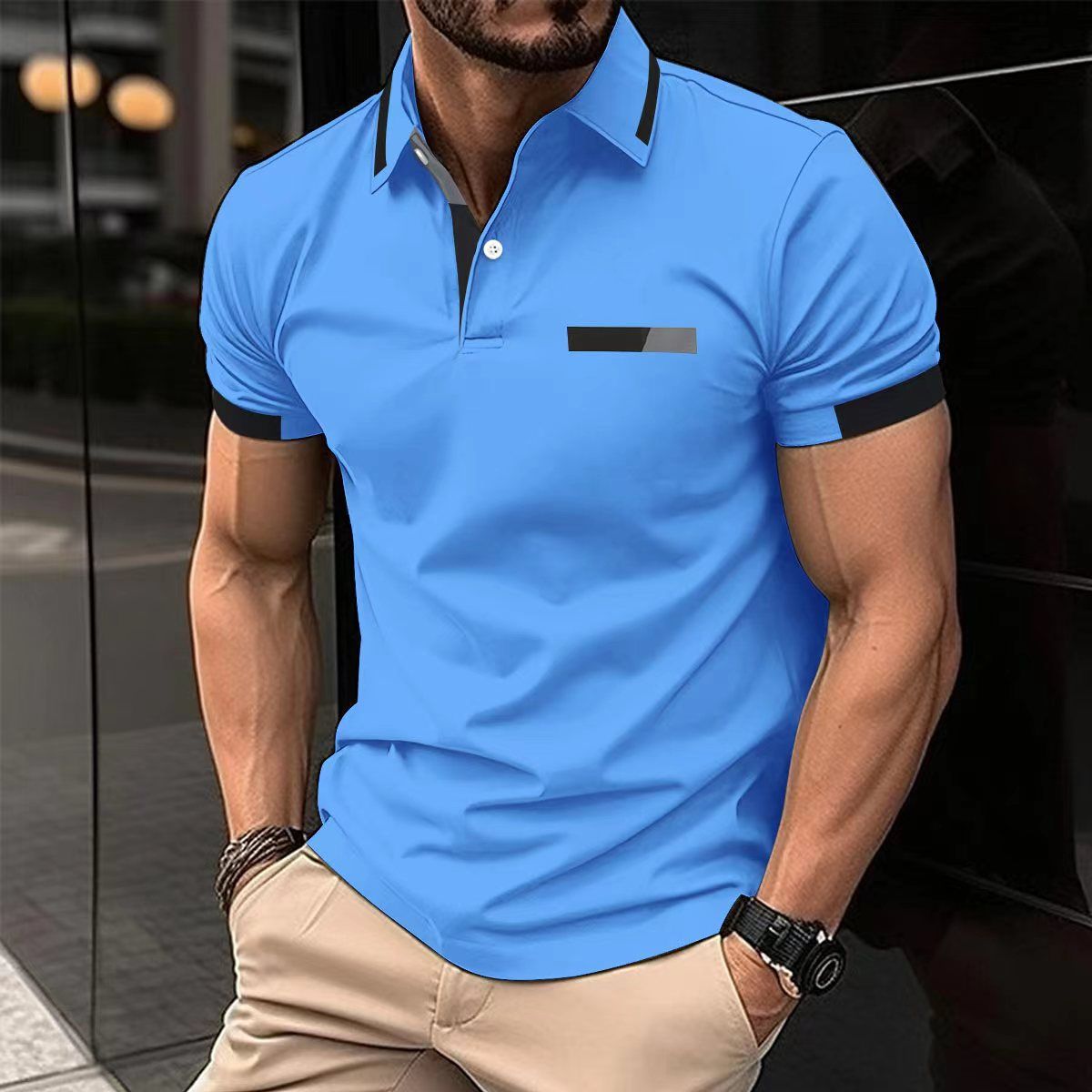 New Arrival Summer Fashion Men's Polo Shirt Button Design Printed Pattern Casual Sports Breathable Short Sleeve Tops Men's T-Shirt