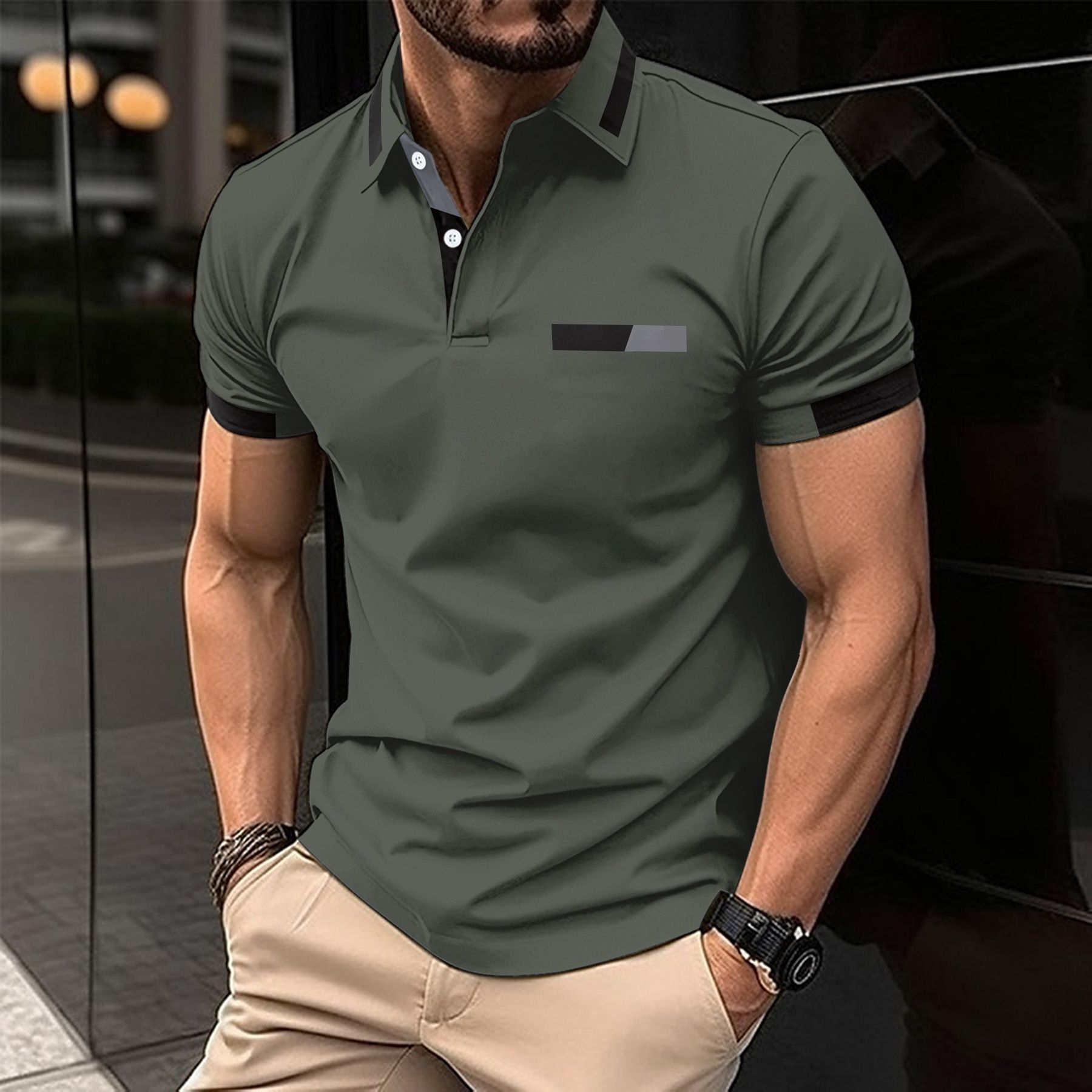 New Arrival Summer Fashion Men's Polo Shirt Button Design Printed Pattern Casual Sports Breathable Short Sleeve Tops Men's T-Shirt