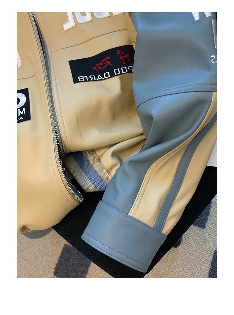 European American Style High-End Motorcycle Leather Jacket Heavy Industry Embroidery Baseball Jacket Loose Fit Ins Fashion Cool Streetwear Coat For Men Women Autumn Winter