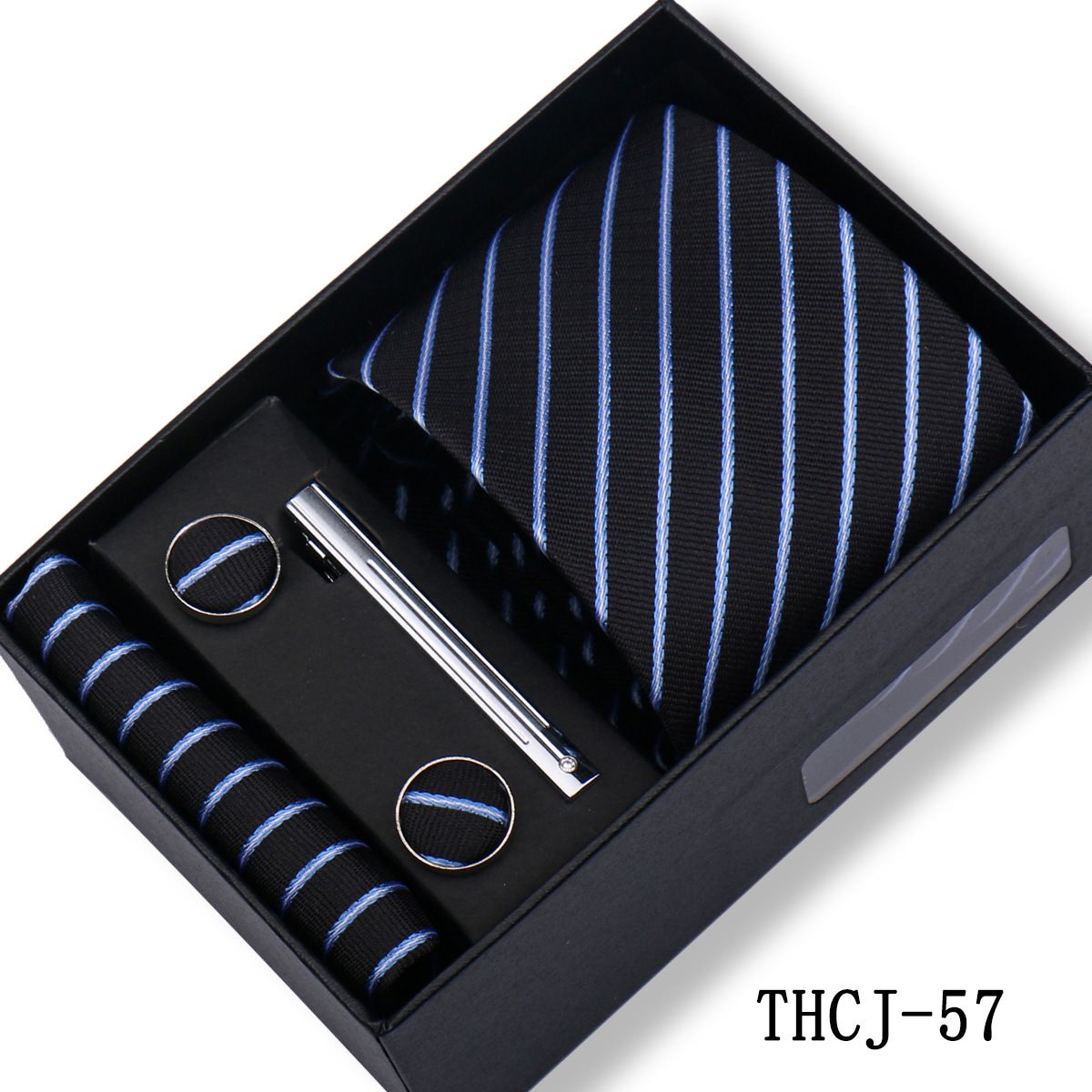 Men's 4-Piece Tie Gift Box Set Classic Business Formal Necktie Set For Wedding Party Dress Suit Matching With Pocket Square Cufflinks Luxury Gift For Husband Father