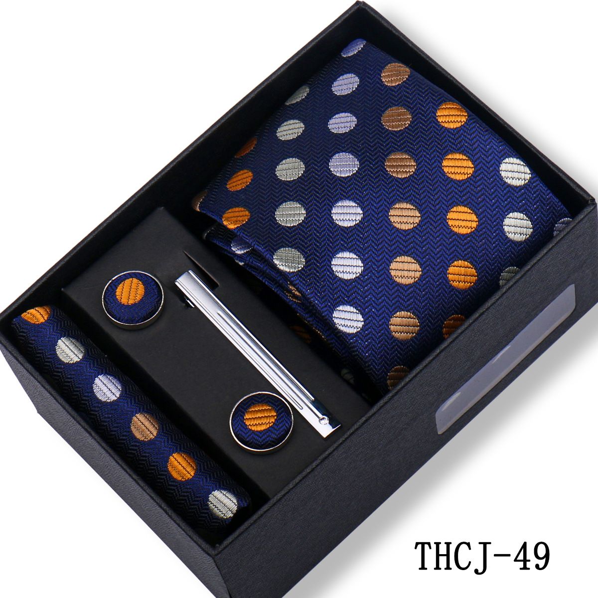 Men's 4-Piece Tie Gift Box Set Classic Business Formal Necktie Set For Wedding Party Dress Suit Matching With Pocket Square Cufflinks Luxury Gift For Husband Father