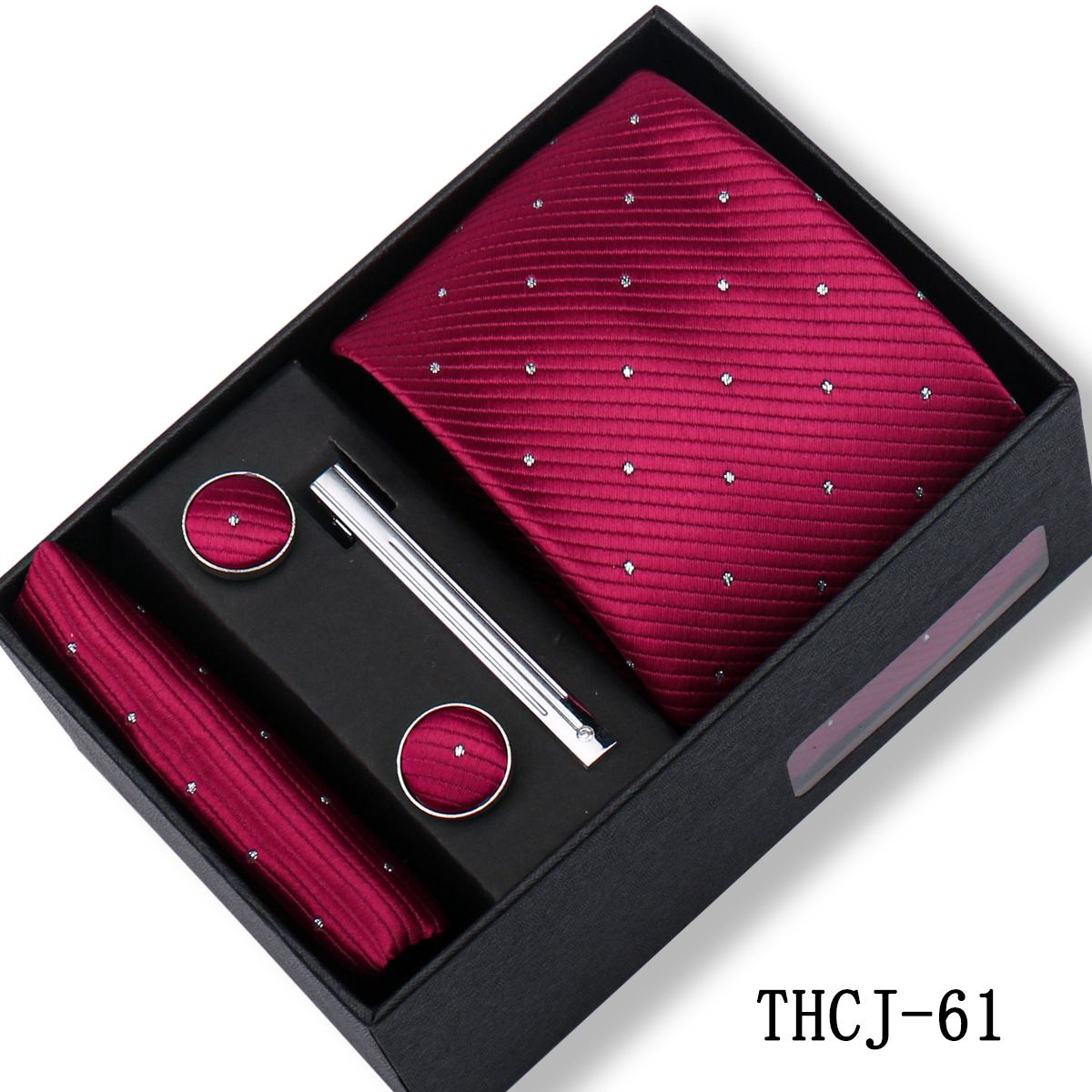 Men's 4-Piece Tie Gift Box Set Classic Business Formal Necktie Set For Wedding Party Dress Suit Matching With Pocket Square Cufflinks Luxury Gift For Husband Father