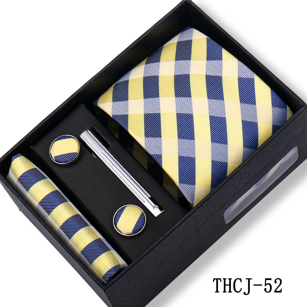 Men's 4-Piece Tie Gift Box Set Classic Business Formal Necktie Set For Wedding Party Dress Suit Matching With Pocket Square Cufflinks Luxury Gift For Husband Father