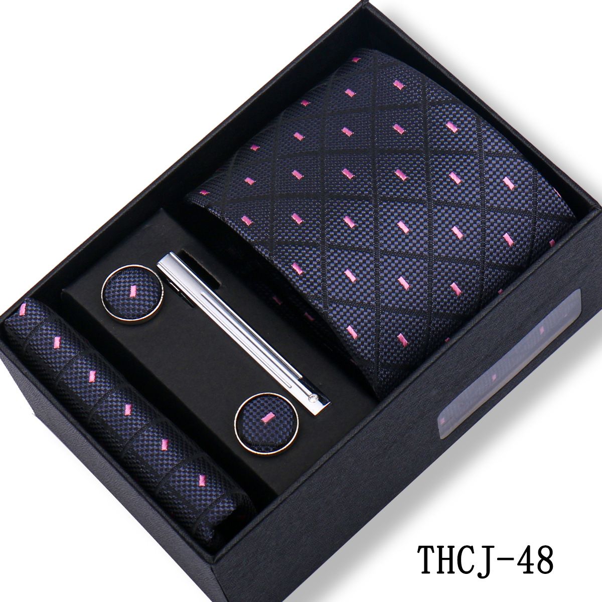 Men's 4-Piece Tie Gift Box Set Classic Business Formal Necktie Set For Wedding Party Dress Suit Matching With Pocket Square Cufflinks Luxury Gift For Husband Father