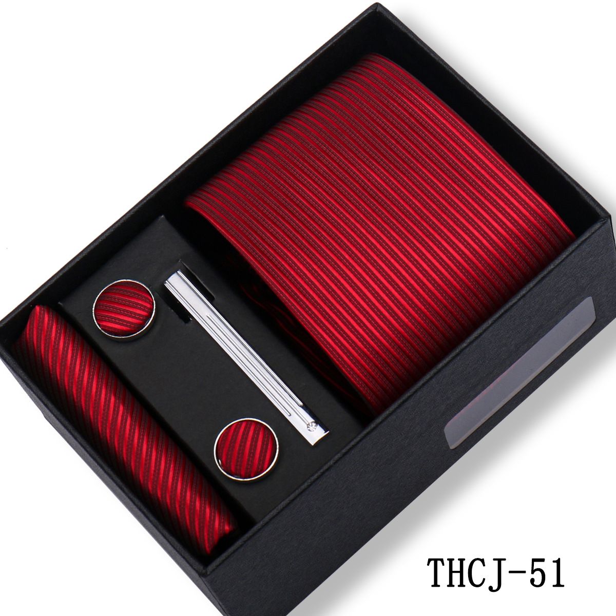Men's 4-Piece Tie Gift Box Set Classic Business Formal Necktie Set For Wedding Party Dress Suit Matching With Pocket Square Cufflinks Luxury Gift For Husband Father