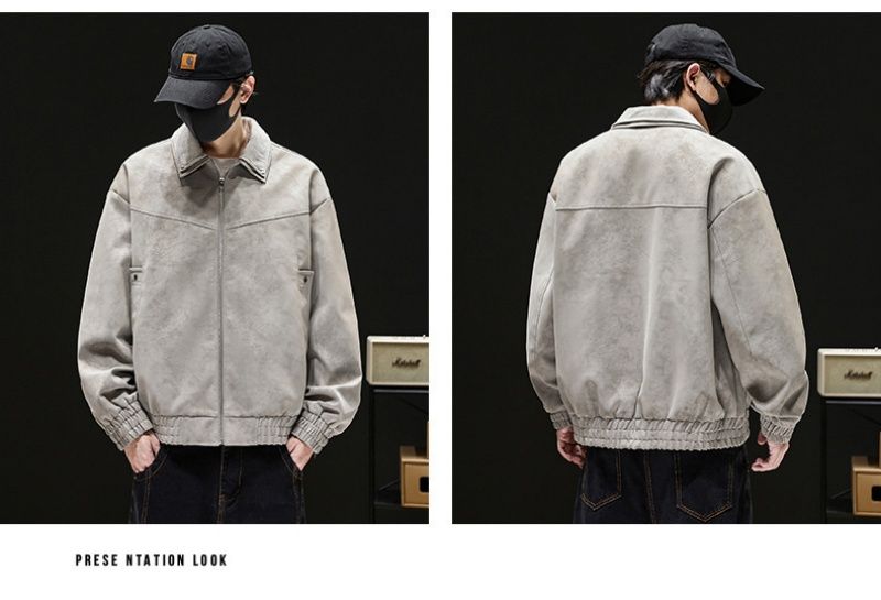 Men's American Style High-End Tie-Dye Leather Jacket Autumn Premium Lapel Coat New Trendy Casual Loose Outerwear