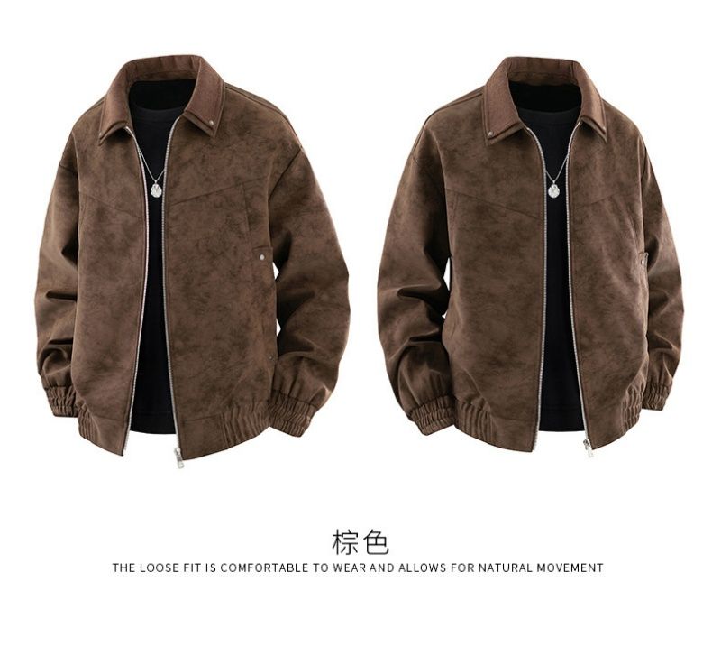 Men's American Style High-End Tie-Dye Leather Jacket Autumn Premium Lapel Coat New Trendy Casual Loose Outerwear