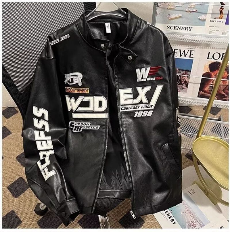Men's High-End Jacket Spring Autumn Fashion Brand Racing Jacket Cool Embroidery Hiphop Loose Casual Stand Collar Coat For Men