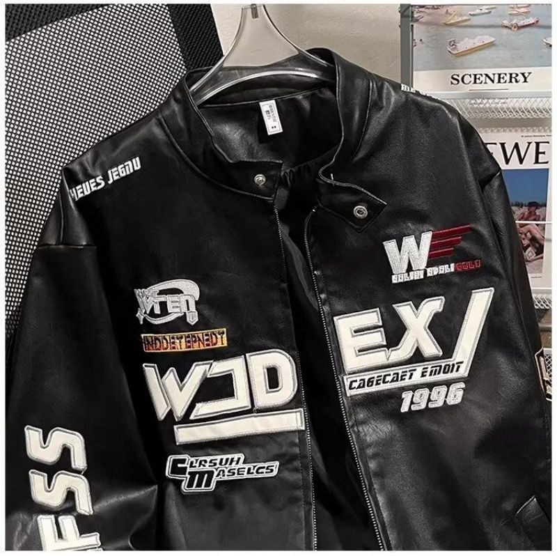 Men's High-End Jacket Spring Autumn Fashion Brand Racing Jacket Cool Embroidery Hiphop Loose Casual Stand Collar Coat For Men