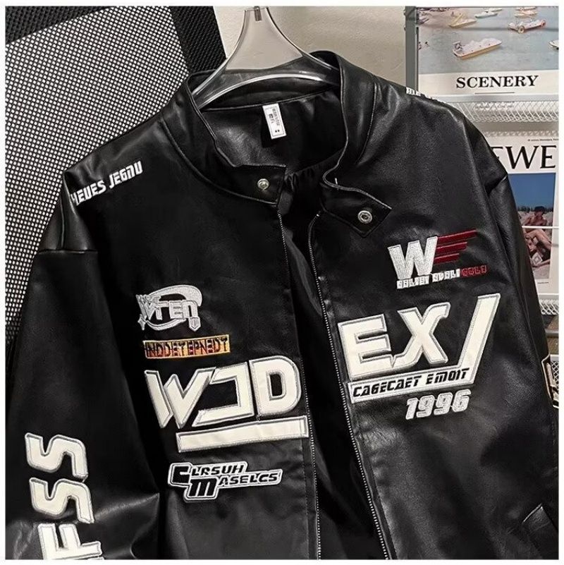 Men's High-End Jacket Spring Autumn Fashion Brand Racing Jacket Cool Embroidery Hiphop Loose Casual Stand Collar Coat For Men