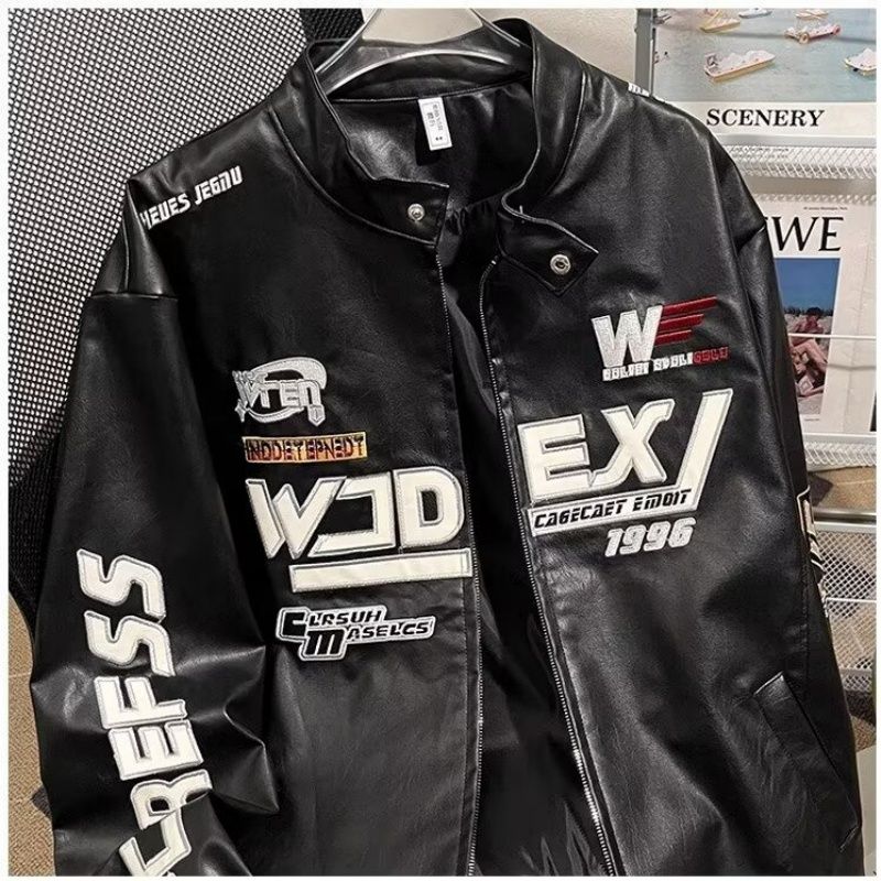 Men's High-End Jacket Spring Autumn Fashion Brand Racing Jacket Cool Embroidery Hiphop Loose Casual Stand Collar Coat For Men