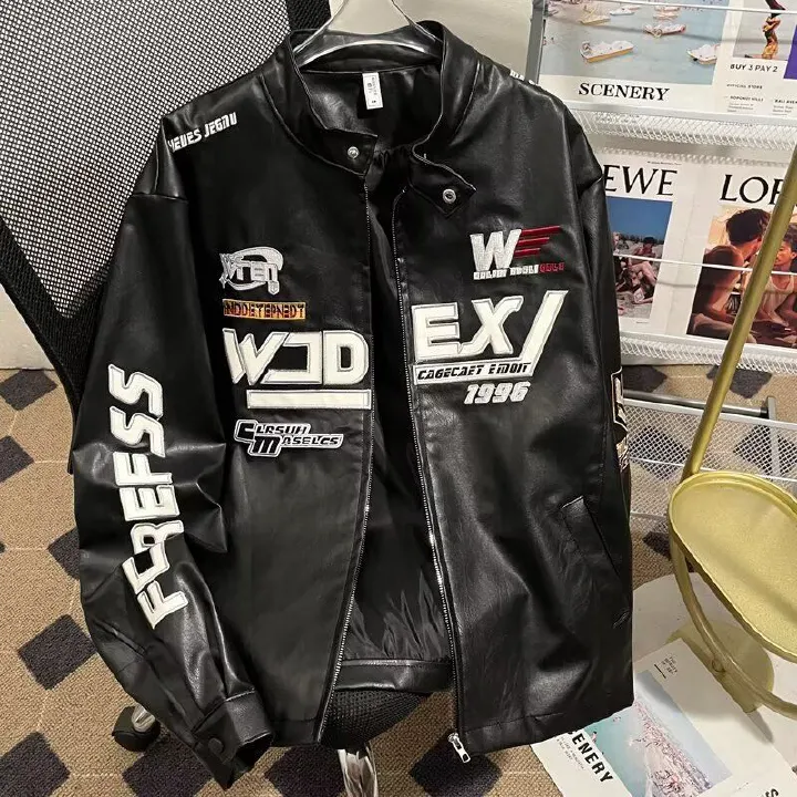 Men's High-End Jacket Spring Autumn Fashion Brand Racing Jacket Cool Embroidery Hiphop Loose Casual Stand Collar Coat For Men