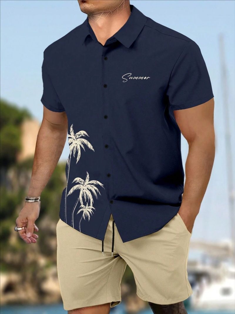 Premium Summer Men's Hawaiian Set, 3D Printed Short Sleeve Shirt & Beach Shorts, Casual Vacation Outfit, Fashion Two-Piece Set for Men