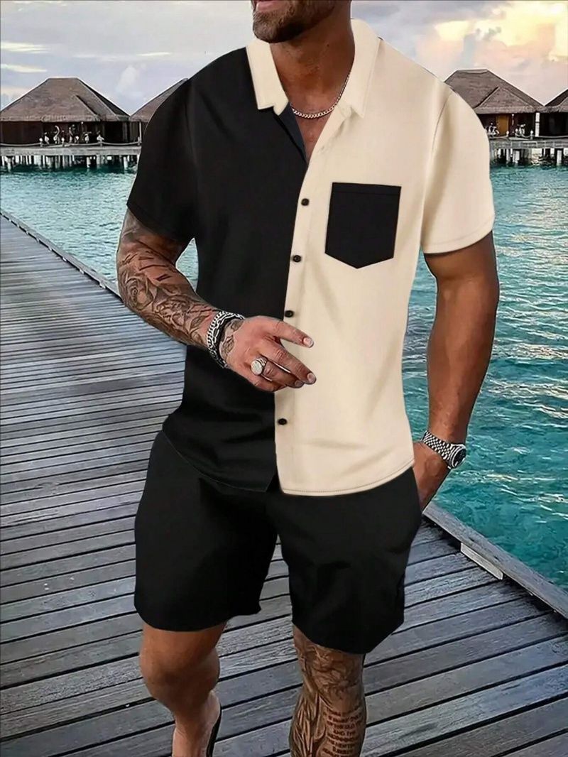 Premium Summer Men's Hawaiian Set, 3D Printed Short Sleeve Shirt & Beach Shorts, Casual Vacation Outfit, Fashion Two-Piece Set for Men