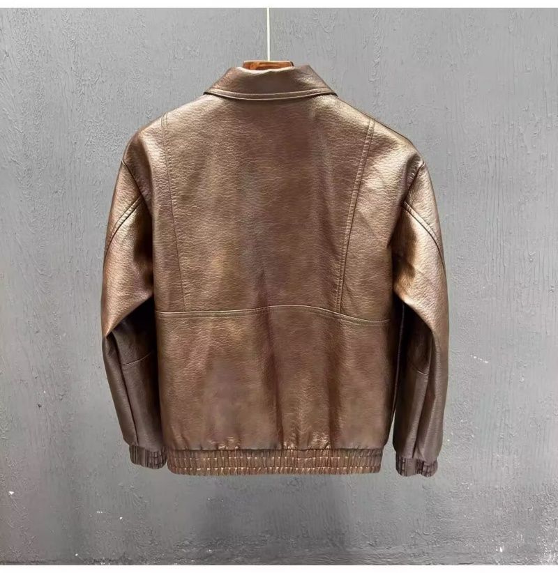 Premium Stylish Leather Jacket for Men, New Spring & Autumn Fashion Casual Coat, Advanced Solid Color Youth Leather Outwear, Trendy Streetwear Biker Jacket