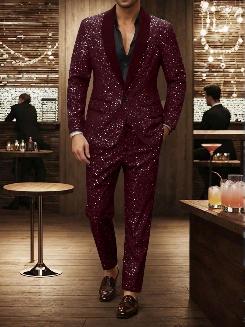 2026 New Arrival High-End Men's Suit, European & American Shiny Design, Handsome Formal & Casual 2-Piece Set For Banquet & Party