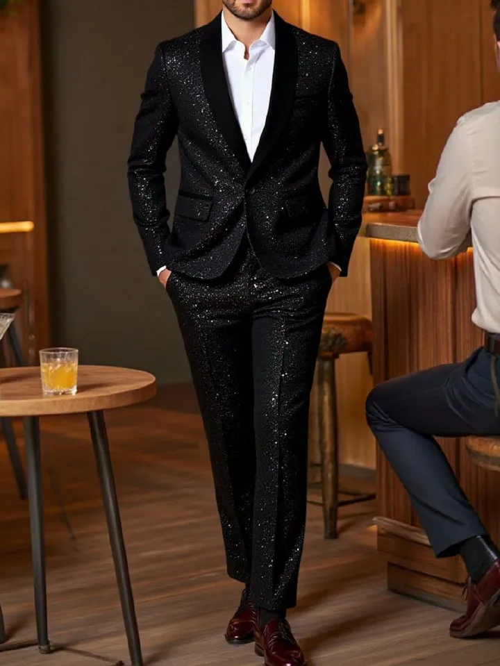 2026 New Arrival High-End Men's Suit, European & American Shiny Design, Handsome Formal & Casual 2-Piece Set For Banquet & Party