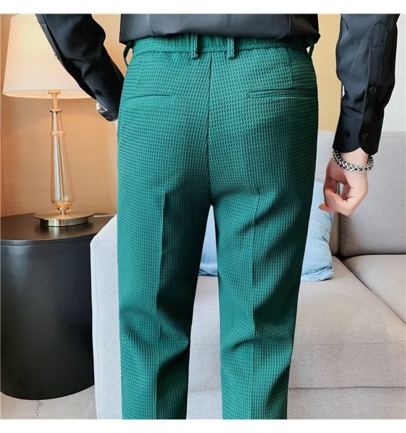 Men's Premium Stylish Striped Dress Pants Casual Slim Fit Tapered Leg Long Trousers Formal Business Wear