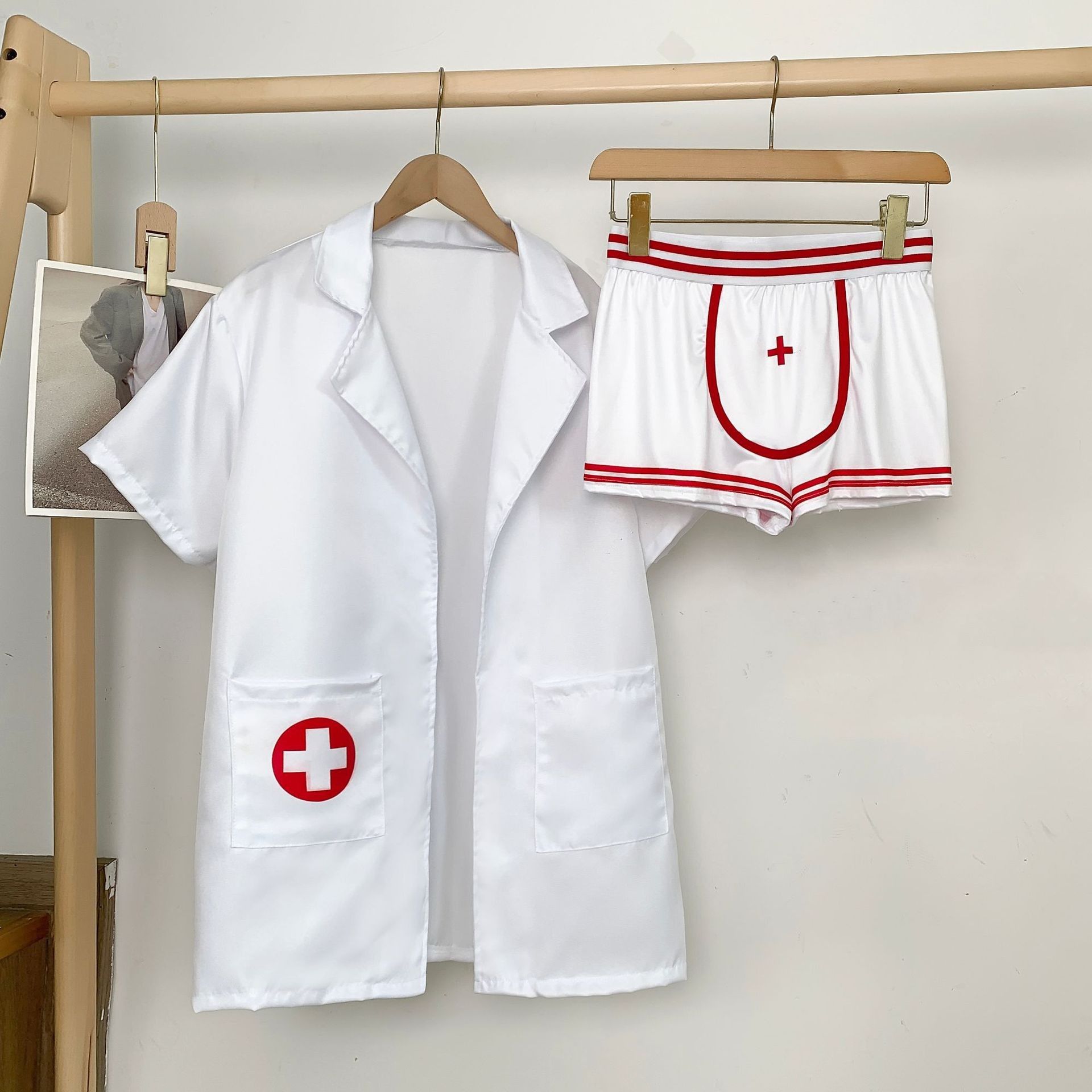 Men's Nightclub Performance Costume Doctor Nurse Role Play Uniform Fashion Slim Fit Stage Wear Party Outfit for Adults