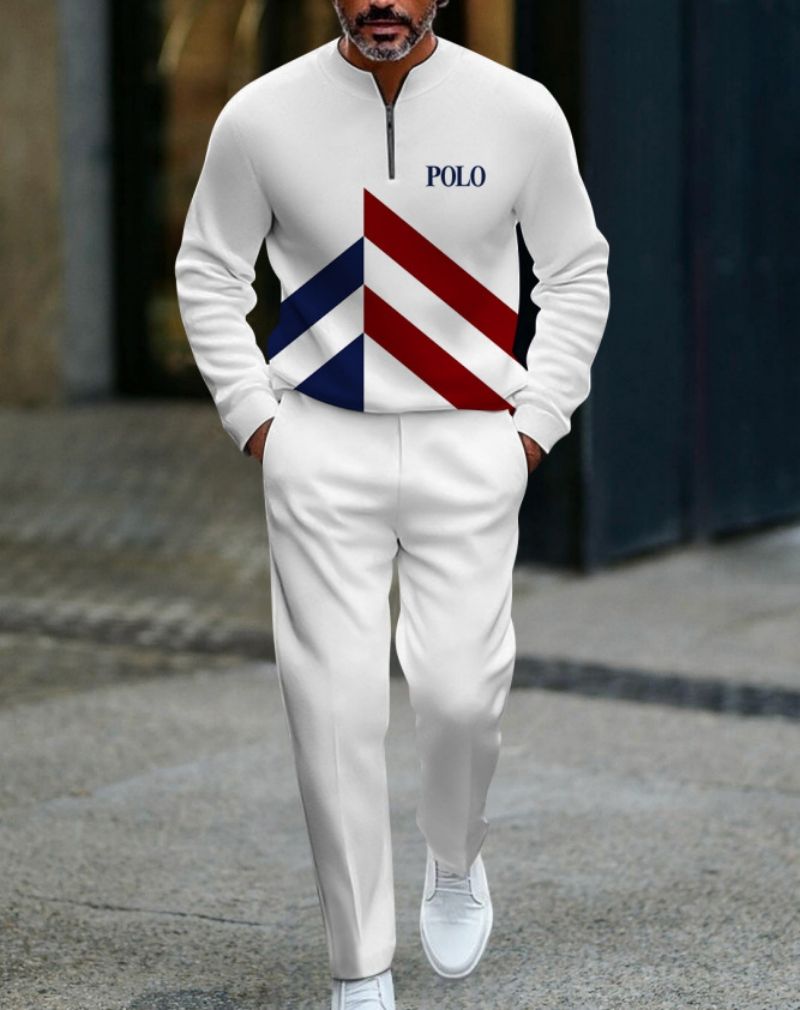 New Arrival High-End Fashion Men's Casual Sports Tracksuit Half Zip Placket Pullover Long Sleeve Stylish Athletic Outfit for Men