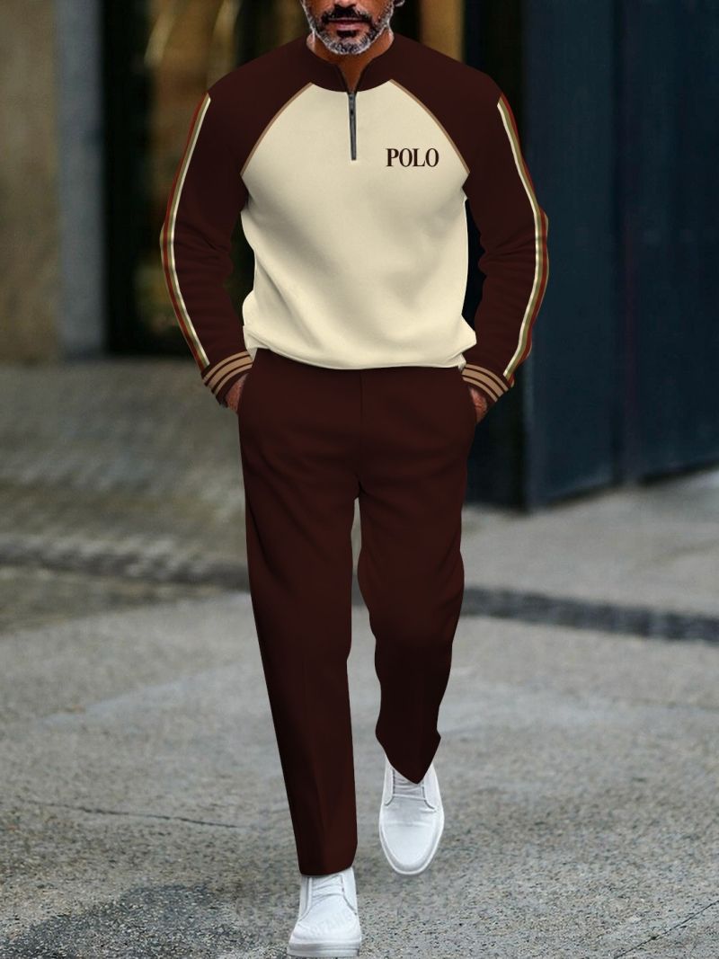 New Arrival High-End Fashion Men's Casual Sports Tracksuit Half Zip Placket Pullover Long Sleeve Stylish Athletic Outfit for Men