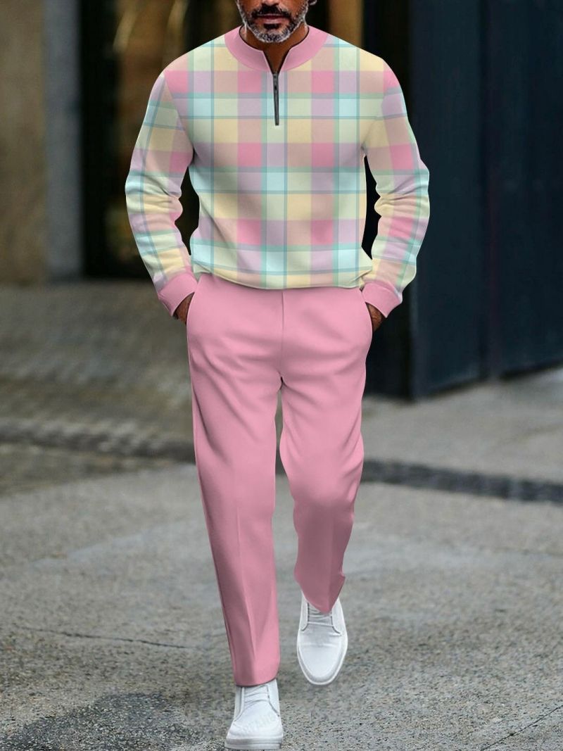 New Arrival High-End Fashion Men's Casual Sports Tracksuit Half Zip Placket Pullover Long Sleeve Stylish Athletic Outfit for Men