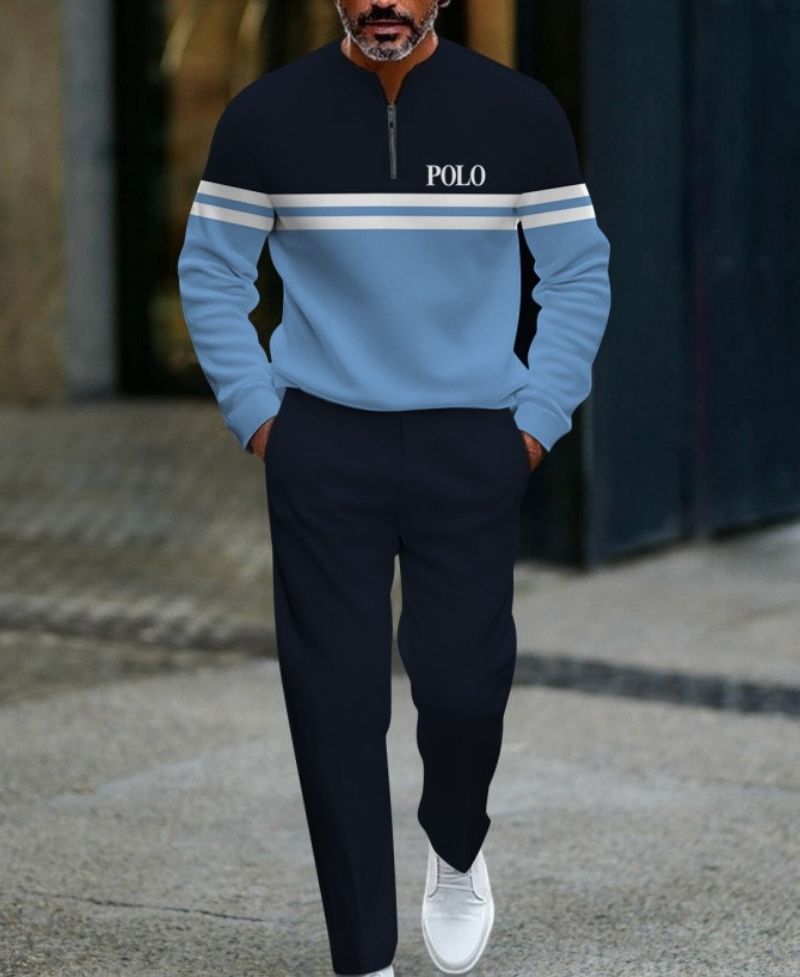 New Arrival High-End Fashion Men's Casual Sports Tracksuit Half Zip Placket Pullover Long Sleeve Stylish Athletic Outfit for Men