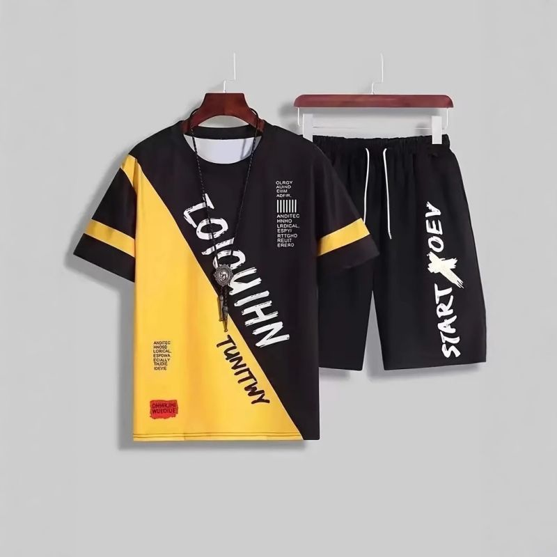 New Arrival Premium Men's 2-Piece Set Loose Thin Short Sleeve T-Shirt & Shorts Casual Sports Outfit Youth Summer Plus Size Tracksuit For Men