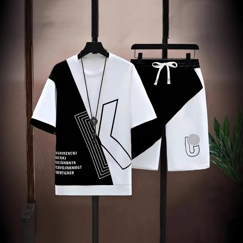 New Arrival Premium Men's 2-Piece Set Loose Thin Short Sleeve T-Shirt & Shorts Casual Sports Outfit Youth Summer Plus Size Tracksuit For Men