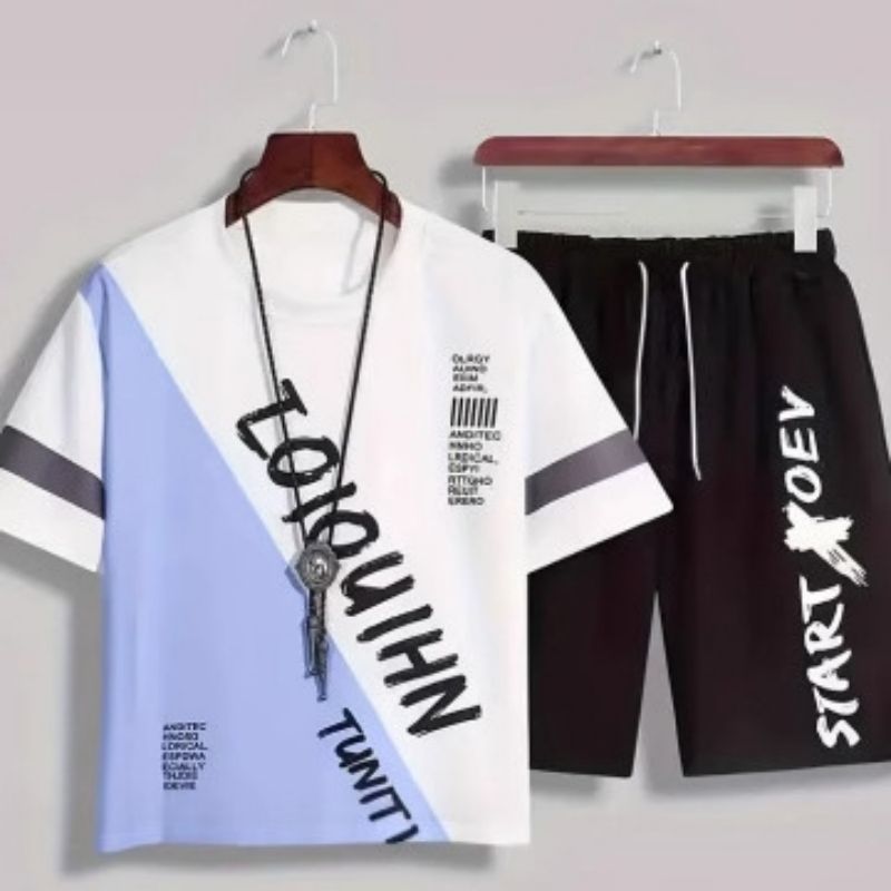 New Arrival Premium Men's 2-Piece Set Loose Thin Short Sleeve T-Shirt & Shorts Casual Sports Outfit Youth Summer Plus Size Tracksuit For Men