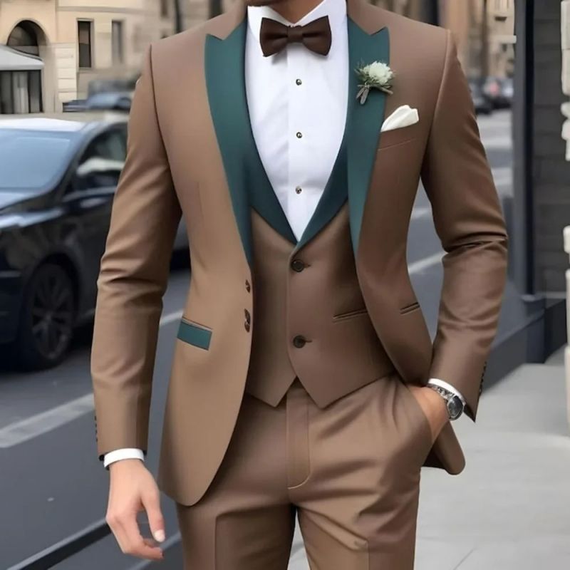 Premium Men's Formal Business Suit Set High-End Elegant 3-Piece Tuxedo Ideal Outfit for Wedding Party Evening Events & Best Man Wear