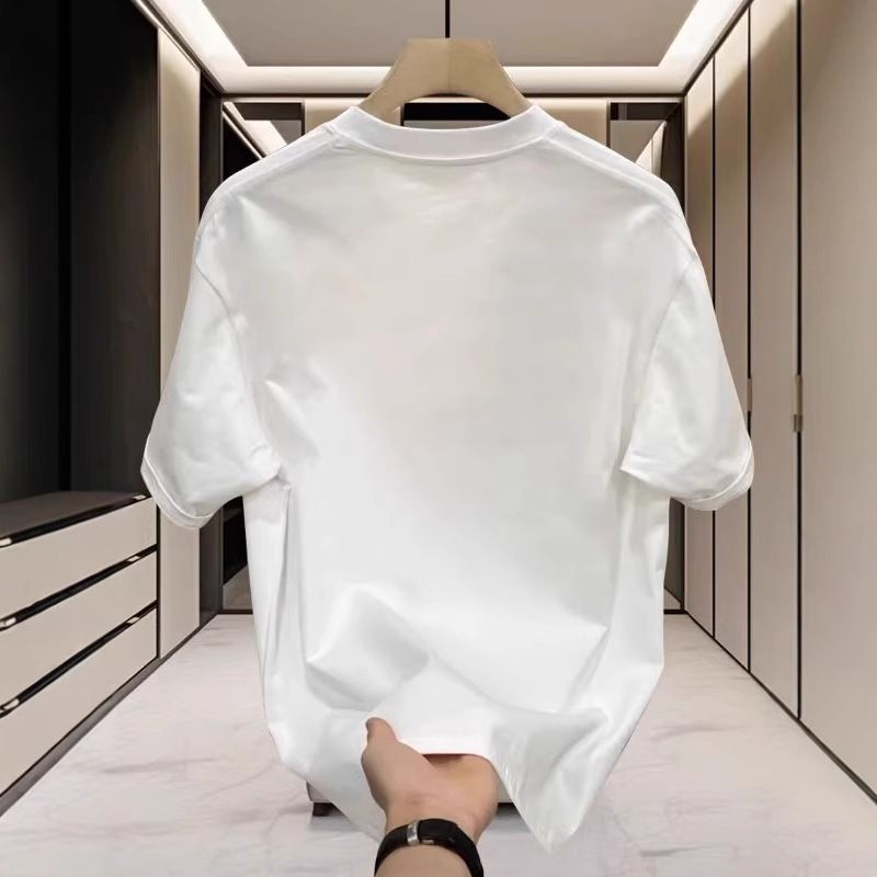 Premium Quality Men's Wear Heavyweight Cotton Trendy Brand Boy Print Crew Neck Short Sleeve T-Shirt Loose Plus Size Versatile Casual Outer Wear Tops for Men