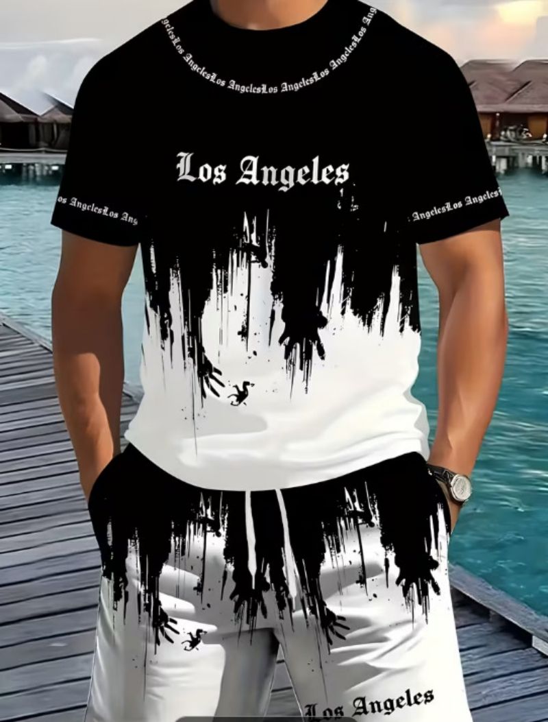 2026 New Arrival Premium Fashion Trendy Men's T-Shirt & Shorts Set, High-End Casual Two-Piece Outfit For Men