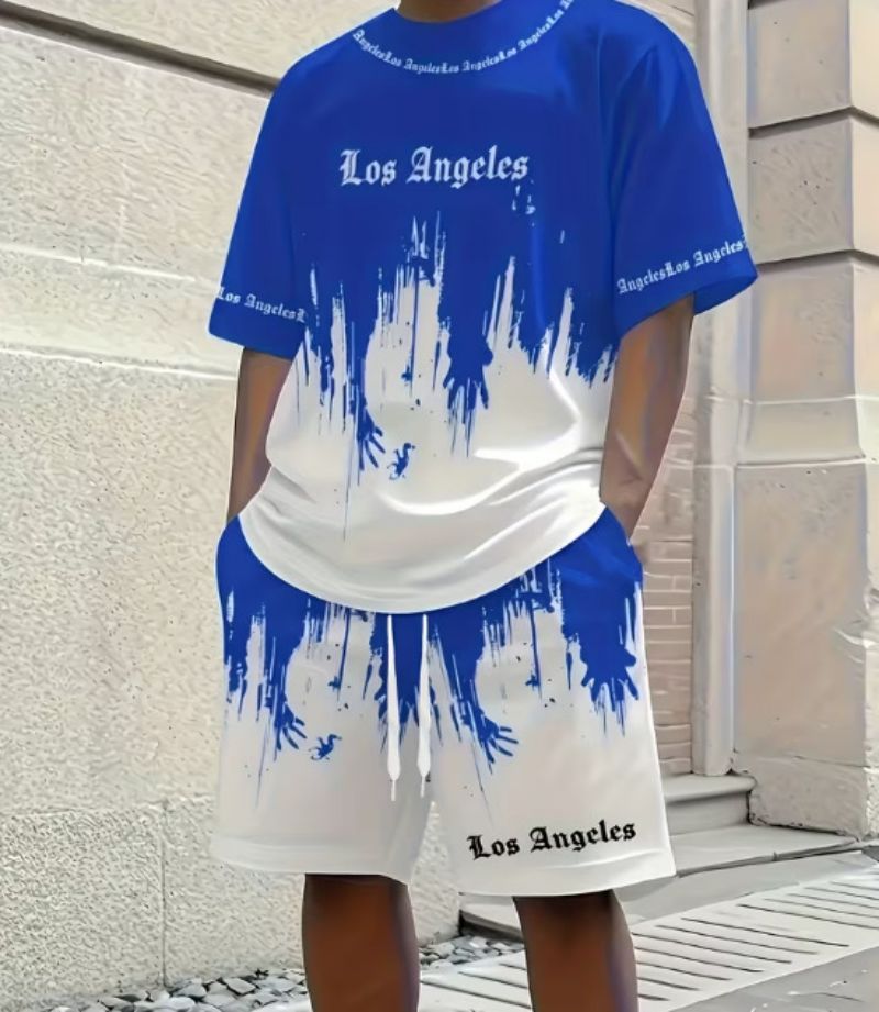 2026 New Arrival Premium Fashion Trendy Men's T-Shirt & Shorts Set, High-End Casual Two-Piece Outfit For Men