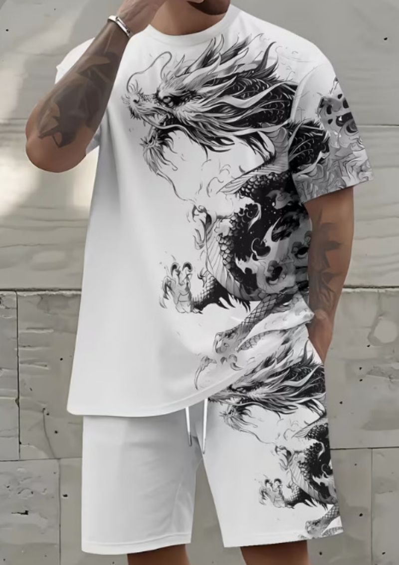 2026 New Arrival Premium Fashion Trendy Men's T-Shirt & Shorts Set, High-End Casual Two-Piece Outfit For Men
