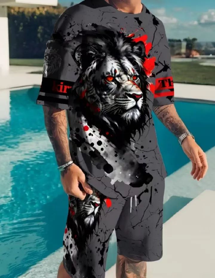 2026 New Arrival Premium Fashion Trendy Men's T-Shirt & Shorts Set, High-End Casual Two-Piece Outfit For Men
